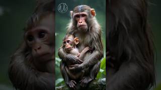 Macaque’s Rainy Jungle Bond short mother animals wildlife motherslove nature [upl. by Amelus]