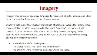 Imagery  What is Imagery Figure of Speech  Literary Terms  Imagery ki Imagery kake bole [upl. by Jenna1]