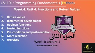 Ar CS1101  Python Week 4 Lecture 1 2 of 2  Boolean amp ​Nested function Pre amp Post conditions [upl. by Cirtemed87]