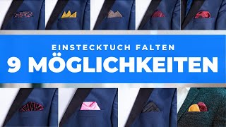 Einstecktuch falten  9 Möglichkeiten  schnell amp einfach [upl. by Eillom]