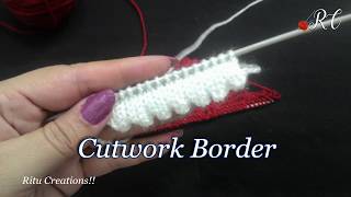 Knitting Cutwork Border for SweaterCardigan  कटवर्क बॉर्डर   Knitting Hindi Videos [upl. by Clarine200]