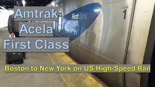 Amtrak Acela in First Class  Boston to New York on Americas High Speed Train [upl. by Aniger]