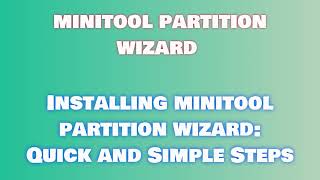 minitool partition wizard FAQ Installation Video Instructions JJCPZHJMCHMSZ [upl. by Leban]