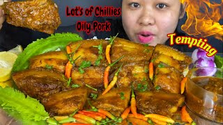 SPICY 🔥LOT’S OF CHILLI FATTY PORK CURRY MUKBANG  PORK BELLY MUKBANG  ASMR  BIG BITES  FOOD SHOW [upl. by Arette]