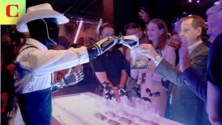 Elon Musk Puts Optimus to Work at We Robot Event [upl. by Ahsenal]