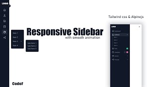 Responsive Sidebar using Tailwind css amp Alpine js  Sub menu  Tooltip  mfazail [upl. by Ettigdirb]