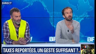 Taxes reportées  Débat avec Manuel Bompard FI un Gilet Jaune et un député macroniste [upl. by Sinegra167]