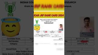 My ICAR JRF RANK CARD 2024 icarpghortiicarjrfrankcard2024 viralshortsyoutubeshorts agri horti [upl. by Declan813]