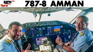 Piloting BOEING 787 out of Amman  Cockpit Views [upl. by Enelehcim]