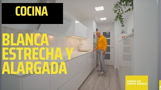 ❓ LA QUIERES ❓Cocina ALARGADA Y ESTRECHA Blanca con Encimera Dekton Entzo [upl. by Adilen]