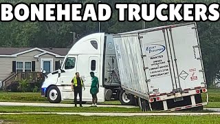 Truck Driver Stuck in a Trailer Park  Bonehead Truckers of the Week [upl. by Eyssej]