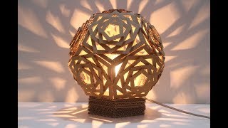 Make Beautiful Geometric Lampshade with Cardboard  diy crafts [upl. by Tiertza407]