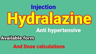 injection hydralazine available form and dose calculations anaesthesiawithbabar2576 [upl. by Carlene]