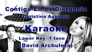 Contigo En La Distancia  Christina Aguilera  Karaoke Lower Key 1 tone David Archuleta [upl. by Garratt]