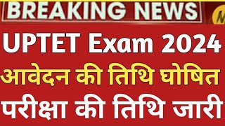 UPTET exam date 2024 UPTET notification news UPTET exam kab hoga UPTET आवेदन शुरु [upl. by Uis]