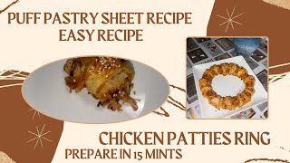 tea snack Puff pastry sheet chicken patties recipe crescent shape easy delicious party food [upl. by Polik]