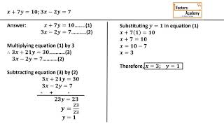 Class IX amp X Solving linear equations equating coefficients  elimination method [upl. by Nilyak636]