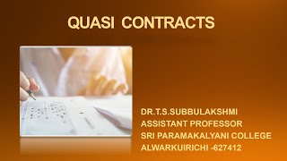 QUASI CONTRACT Tamil BUSINESS LAW law [upl. by Iinden]