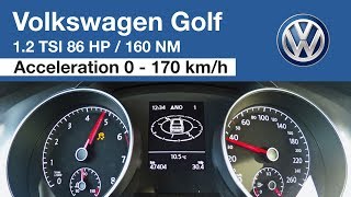 Volkswagen Golf VII 12 TSI Acceleration 0  170 kmh [upl. by Airun]