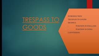 Trespass to Goods  Law of Torts  Easiest Explanation with case laws [upl. by Romilly92]