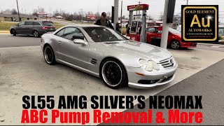 🔥 SL55 AMG Silver’s Neomax Coilover Conversion 🔥 How To Remove ABC Pump amp Adjust Pre Installation [upl. by Onaimad5]