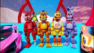 ALL ROCKSTAR ANIMATRONICS STUNT ON WORLDS BIGGEST RAMPS EVER GTA 5 Mods FNAF RedHatter [upl. by Aldredge]