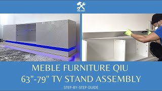 Meble Furniture QIU Modern 63quot 79quot TV Stand Assembly Orduna TV Stand for TVs up to 88quot Assembly [upl. by Hpeosj]