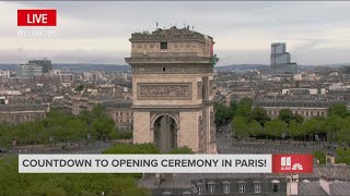 2024 Paris Olympics Opening Ceremony countdown A look at the Paris skyline [upl. by Butterfield622]