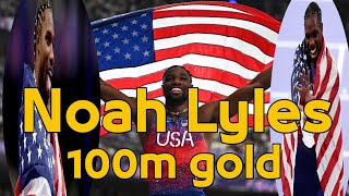 Noah Lyles won the Olympic 100m by 0005 seconds over Keeshan Thompson [upl. by Kanya560]