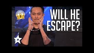 Demian Aditya Escape Artist Attempts Deadly Performance  Americas Got Talent 2017 [upl. by Leinahtam]