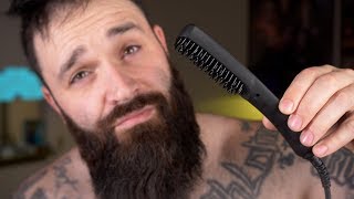 Trying out the Kuschelbar Beard Straightening Heat Brush [upl. by Swen]