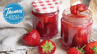 Erdbeermarmelade  der Sommer im Glas aus 3 Zutaten [upl. by Eilac]