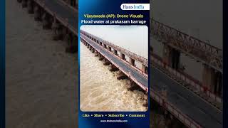 Vijayawada AP Drone Visuals showing Flood water gradually recedes at prakasam barrage [upl. by Frentz]