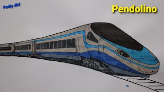 How to draw Pendolino trains  Italian high speed tilting trains [upl. by Neufer]