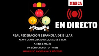 BILLAR EN DIRECTO I Campeonato nacional de Billar a tres bandas División honor  3ª Jornada I MARCA [upl. by Bjorn]