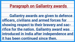 paragraph on Gallantry awards in 150 words। Gallantry awards essay in english।Gallantry award winner [upl. by Eetnahs652]