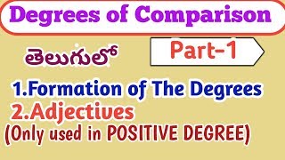 DEGREES OF COMPARISONpart1english grammar in telugu DscTETampAll competitive exams [upl. by Aiasi]