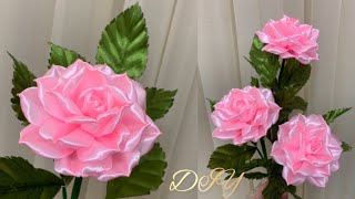 DIY  How To Make Rose Flower From Satin Ribbon Easy  Satin Ribbon Flowers Easy [upl. by Maier974]