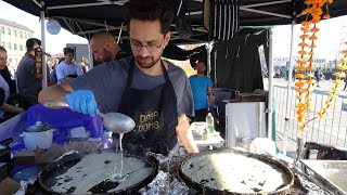 Freshly made Rava Masala Dosas by the quotDosa Donsquot Indian Street Food at KERB in Kings Cross London [upl. by Meekahs722]