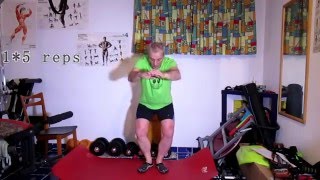 Convict Conditioning  close squats  step 6 beginner exercise [upl. by Baniaz]