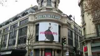 Paris  Department stores  Les grands magasins Galeries Lafayette Printemps Bon Marché パリ [upl. by Ennaitsirhc18]