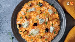 Cremiges Risotto mit Gorgonzola gUPaprika und Auberginen [upl. by Gona931]