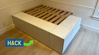 IKEA platform bed hack with hidden storage and ventilation  DIY bedroom makeover  Drawer Cabinet [upl. by Notsnhoj877]