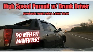 TROOPER JOINS HIGH SPEED PURSUIT on DWI driver in Chevy Avalanche  90MPH PIT Maneuver ASP police [upl. by Annitsirhc]