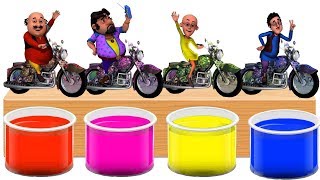 Bathing Colors Fun l Motu Patlu Ghasitaram John The Don Driver Motor Cycle l Shower Colors for Kids [upl. by Erasme]