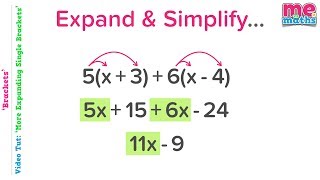 Expanding amp Simplifying Single Brackets  Tutorial  Revision [upl. by Konstance]