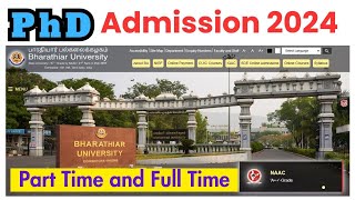 Bharathiar University🔴🔴 PhD Admission 2024 🔴 🔴 CoimbatoreTamil Nadu phd admission 2023 2024 [upl. by Branham]