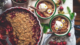 Strawberry Rhubarb Crumble Recipe [upl. by Parrisch]