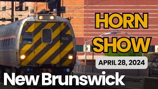 Amtrak Keystone 660 ROARS Through New Brunswick  Metroliner Cab Car Horn Show  April 28 2024 [upl. by Nomihs]