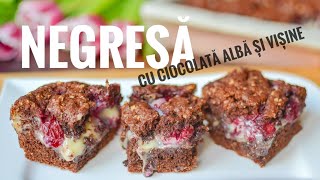 NEGRESĂ DELICIOASĂ cu ciocolată albă și vișine  Stuffed Chocolate Cookie Bars English Sub [upl. by Assirk100]